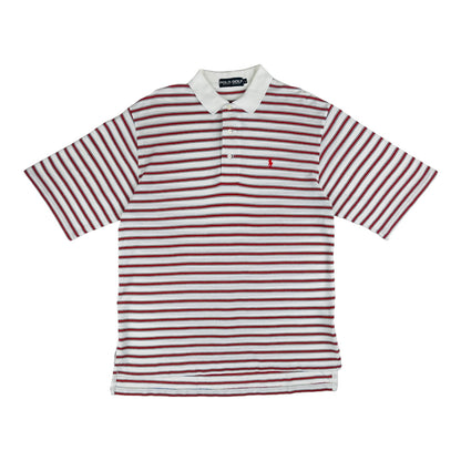 POLO GOLF BY RALPH LAUREN STRIPED POLO SHIRT (RED-WHITE) (LARGE)