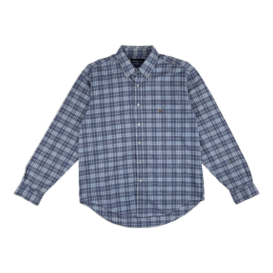 RALPH LAUREN VINTAGE CLASSIC FIT BLUE PLAID BUTTON DOWN L/S (XL)