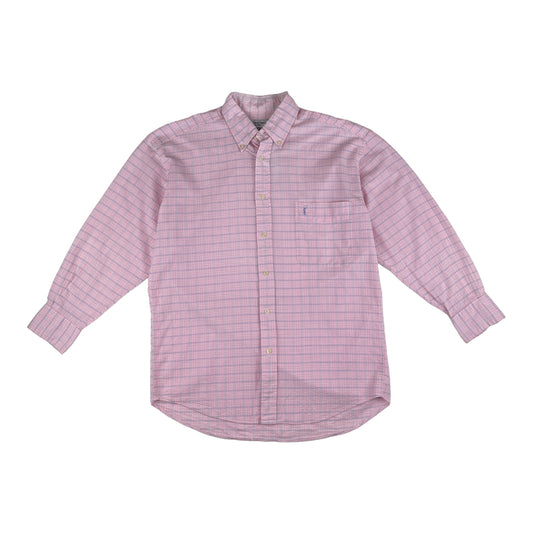 YVES SAINT LAURENT VINTAGE CHECKERED BUTTON DOWN SHIRT (MEDIUM)