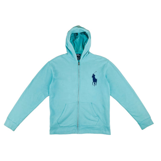 POLO BY RALPH LAUREN VINTAGE WOMEN'S ZIP-UP HOODIE (BABY BLUE) (XL)