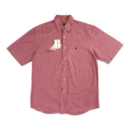 RALPH LAUREN RED CHECKERBOARD S/S BUTTON-DOWN SHIRT (MEDIUM)