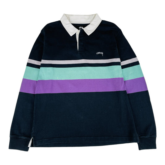 STUSSY LUCAS STRIPE L/S RUGBY SHIRT (MEDIUM)